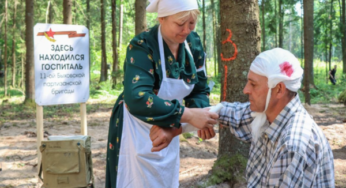 У Быхаўскім раёне крыху паваявалі. За гульнямі дарослых назіралі дзеці (фота)