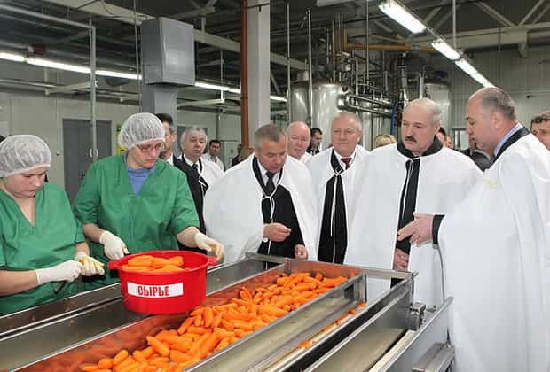 Лукашенко на Бобруйском консервном заводе